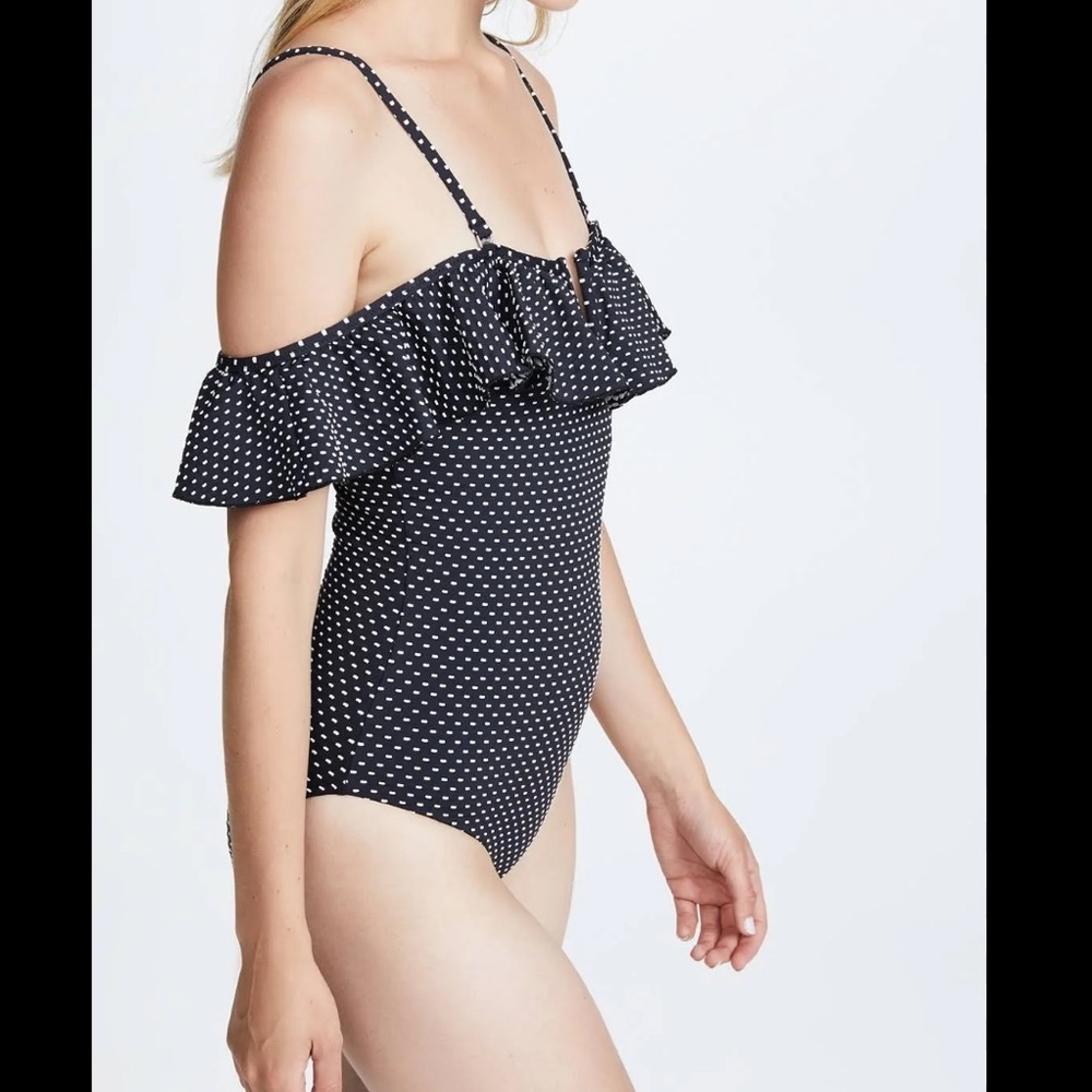 Red Carter Swim Red Carter Ruffled‎ Off-The-Shoulder Swimsuit One Piece Black 4